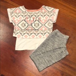 Justice girls sweatpants and LOGG crop top